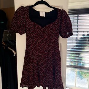 Reformation Black and Red Floral Midi Dress